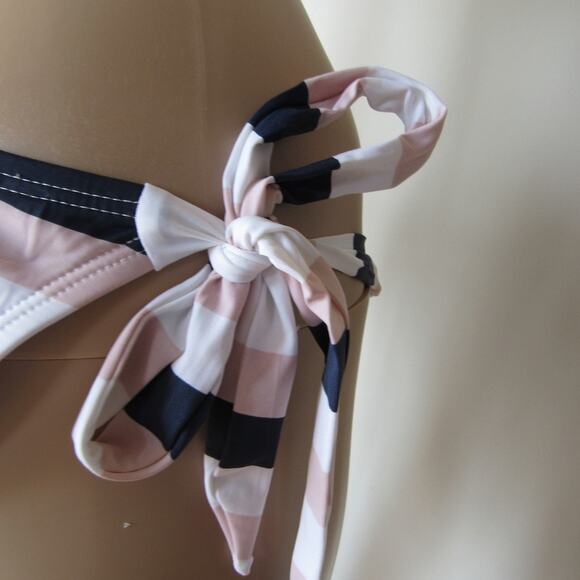 New Cremieux Women Multicolor Striped Tie Side Hipster Bikini Swim Bottom S - Picture 4 of 9